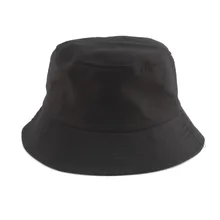 Однотонная черная Панама для женщин и мужчин; сезон весна-лето; хлопковая солнцезащитная Кепка; уличная Рыбацкая шляпа;