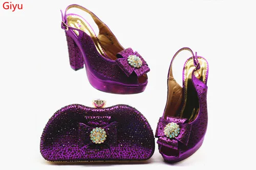 Лидер продаж; итальянская женская обувь и сумка в комплекте; комплект из туфель и сумочки в африканском стиле; итальянская женская обувь для вечеринок! HSN1-24 - Цвет: Фиолетовый