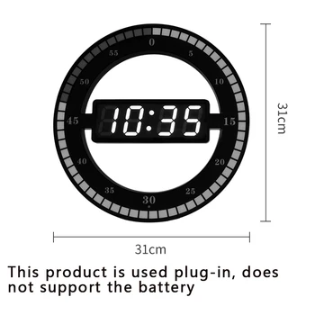 

31cm Super LUMINOVA LED Simple Wall Clock Mute Digital Electronic Smart Light Digital Electronic Alarm Clock Room Table Clock