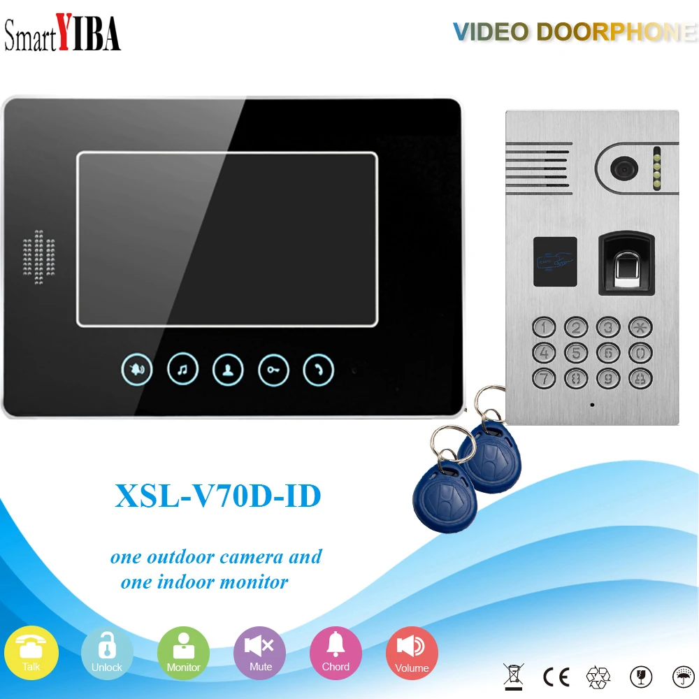 

SmartYIBA Fingerprint/Password Code Unlock Door Camera Video Door Phone Video Doorbell RFID Control Apartment Intercom System