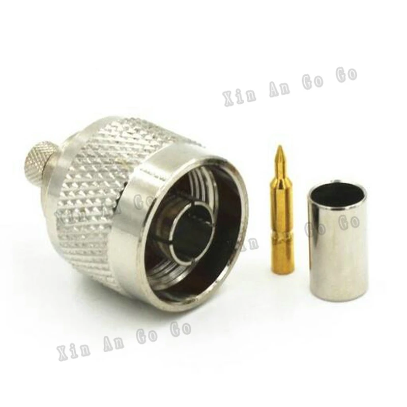 N Мужской обжимной RF Coxial разъем конвертер Штекер прямой для RG59 RG6 LMR240 коаксиальный
