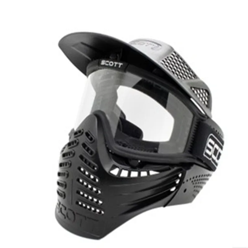 Safty Airsoft Paintball Tactical Full Face Mask With Goggle Black color