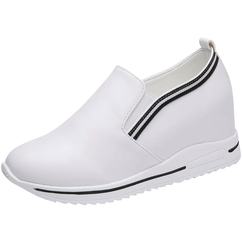 

high flat platform 7cm Height Increasing Casual Shoes Woman 2019 Spring new Hidden Wedge Sneakers Female vulcanize shoes