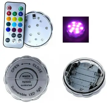 

Battery operated remote control assorted color 10 led Color changing submersible Wedding light Base Vase-Multicolor