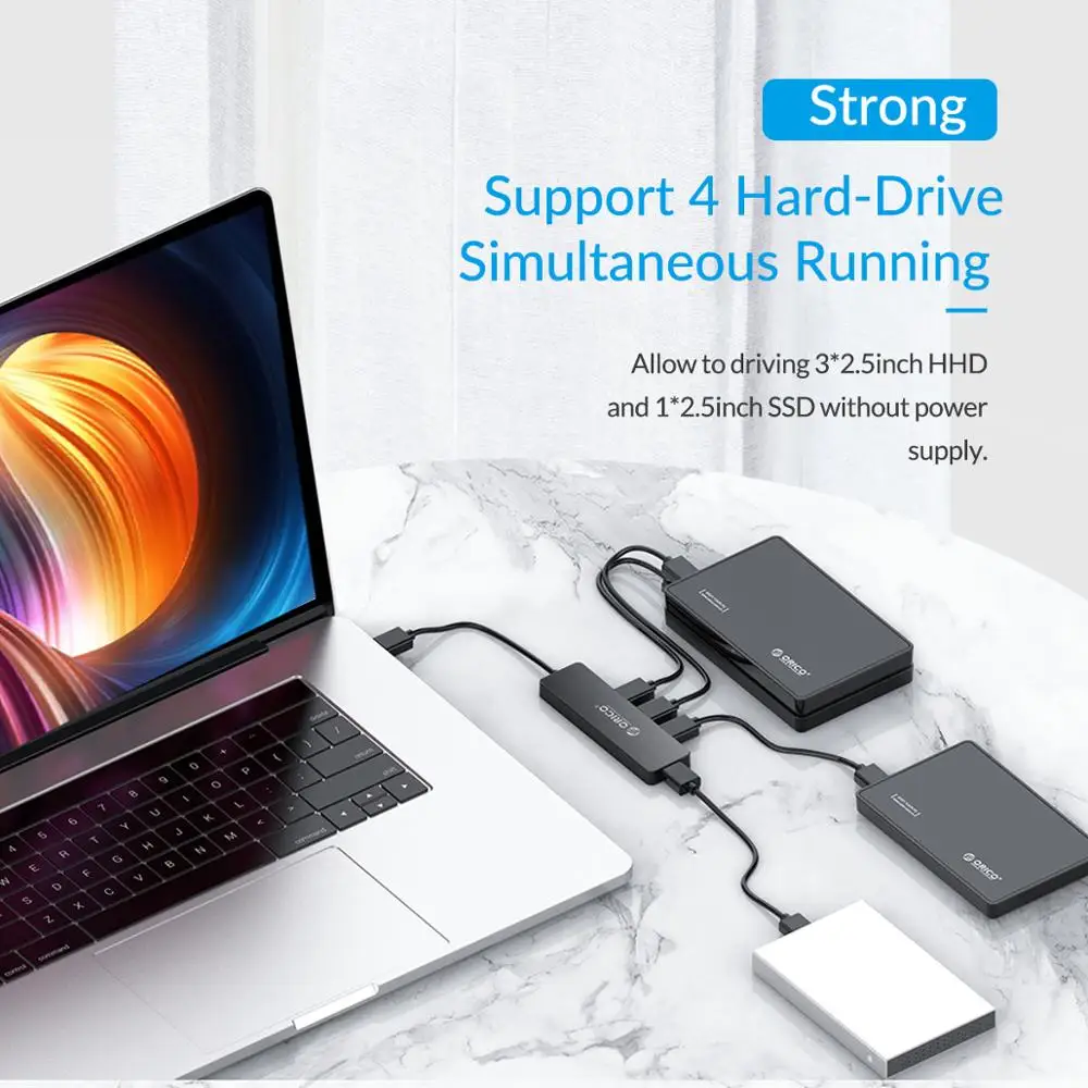 ORICO High Speed 4 Ports USB 3.0 HUB With Power Supply Port USB2.0 Splitter OTG Adapter for iMac Laptop Desktop Accessories