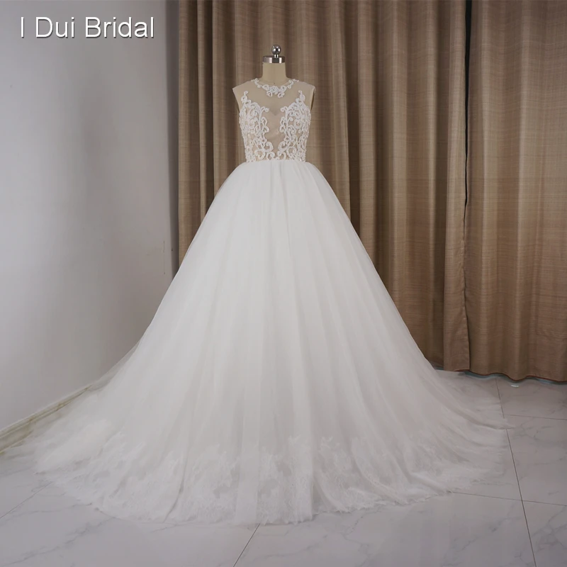 Special Price Illusion Corset Lace Wedding Dresses Ball Gown Real Photo Romantic Bridal Gown Custom Made ELS-027