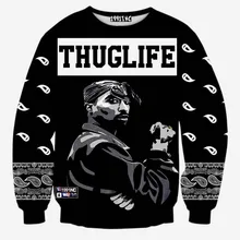 Европа И Америка мода мужская хип-хоп толстовки печати THUGLIFE Рэппер Тупак 2pac 3d толстовка толстовки