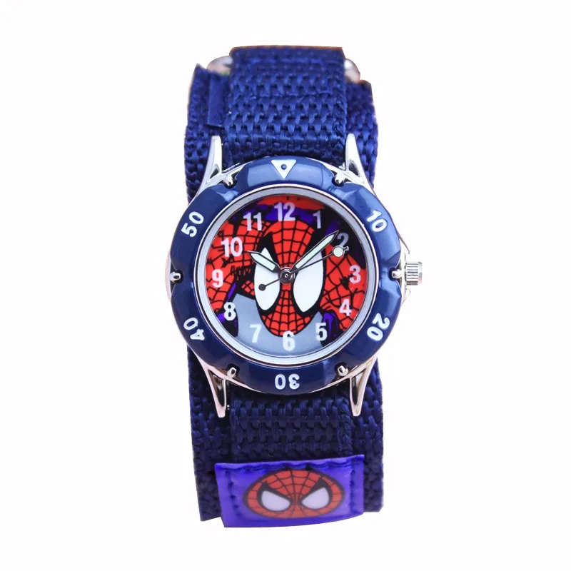 Новые детские часы мальчик Человек-паук ручные часы подарки Мода Световой Аналоговый нейлоновый ремешок мультфильм детский браслет
