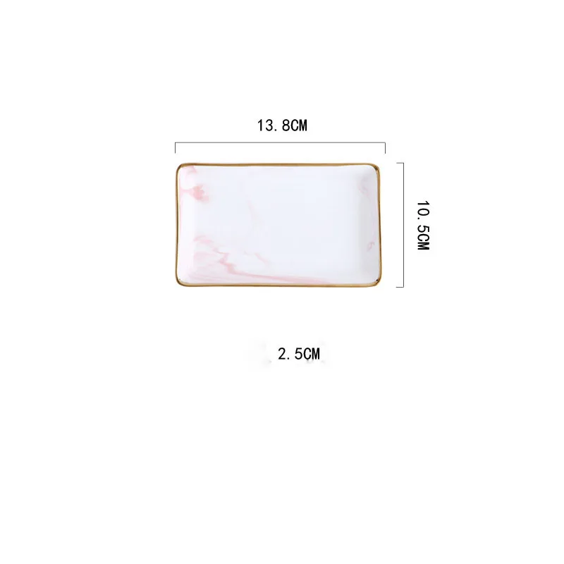 Скандинавский стиль мраморный золотой поднос для хранения керамических ювелирных изделий Поднос настольный в комплекте реквизит для фотосессии Ванная Комната Комод тарелка лоток для мусора - Цвет: Pink S
