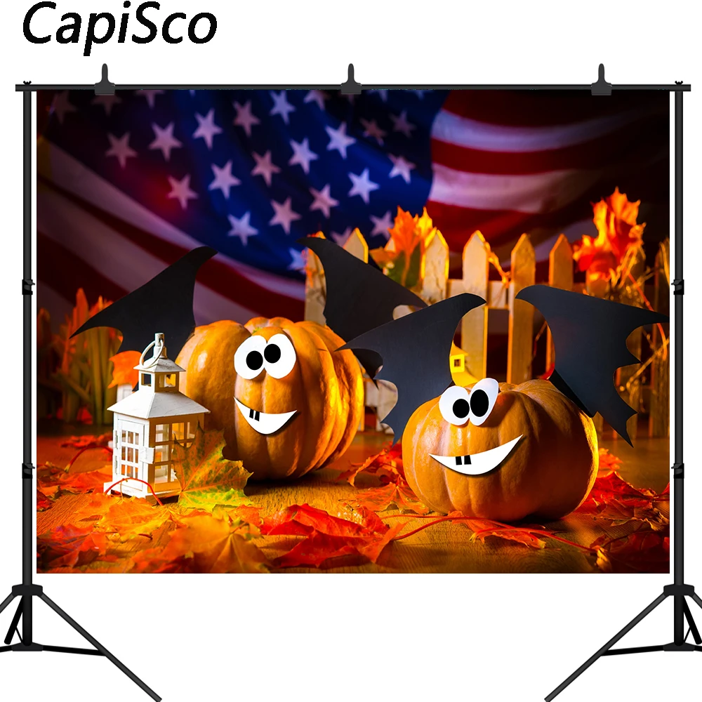 

Capisco Golden Pumpkin Photography Backdrop Happy Halloween Thanksgiving Day Vinyl Photo Background Studio Prop