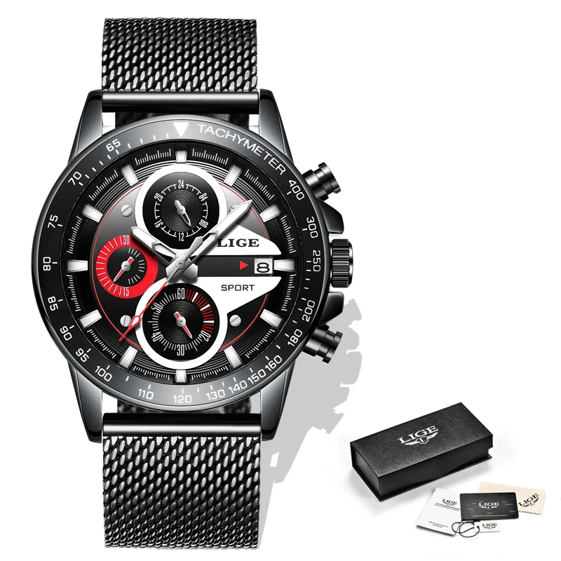 LIGE мужские часы Лидирующий бренд Роскошные повседневные кварцевые модные