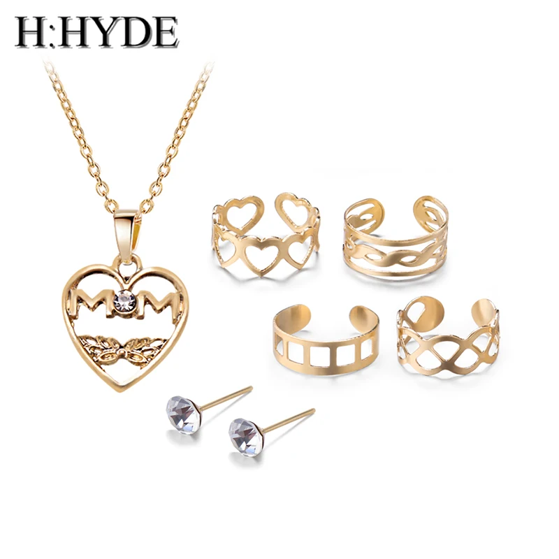 H:HYDE New Heart Jewelry Sets For Woman Mom Pendant ...