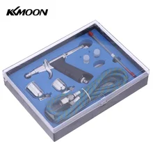 Kkmoon-pulverizador de pintura con aerógrafo, pistola pulverizadora de doble acción con manguera, 3 puntas, 2 tazas, para arte, pintura, tatuaje, manicura, modelo de uñas