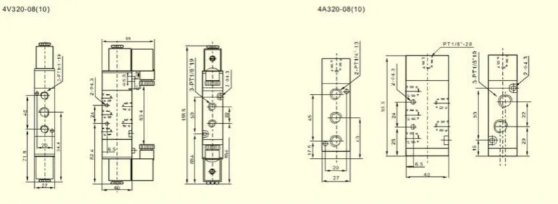 1 шт. 4V320-08/4V320-10 DC 12 В 24 в 110 В 220 В 3/" BSPT 2 Позиции 5 способов Пневматический электромагнитный клапан