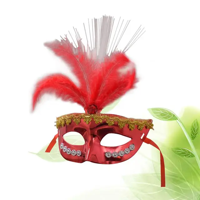 1PCS Womens Cosplay Lace Feather LED Lilac Halloween Lady Mask Eye Mask for Red Halloween Costume Ball Masquerade