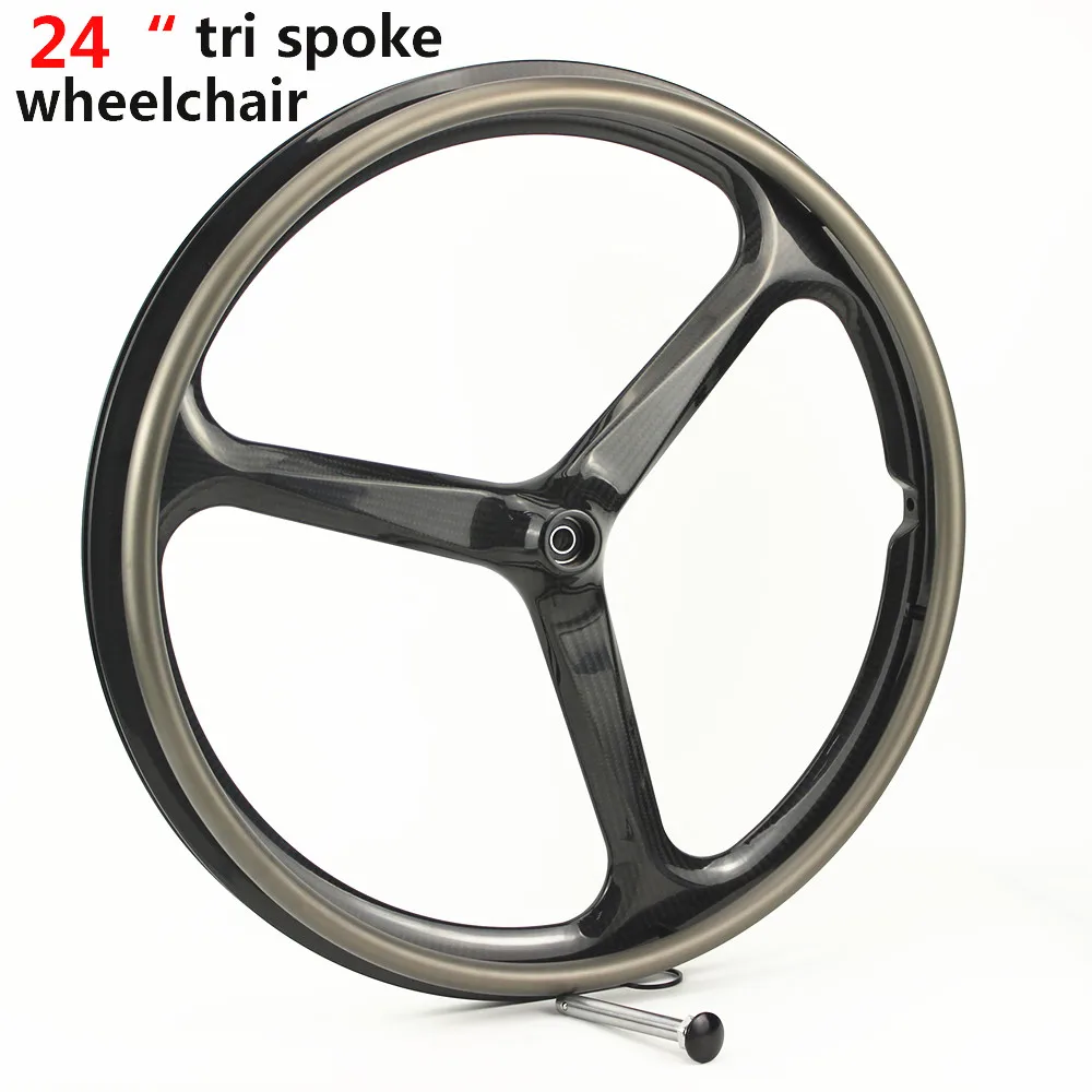 24 дюйма из углеродного волокна для инвалидных колясок трех спицевое колесо инвалидной коляски диски с ограниченными возможностями колесами спортивные диски 40 мм 3 спица колеса велосипеда