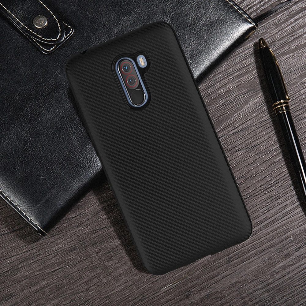 HATOLY For Fundas Xiaomi Pocophone F1 Case Mi Soft TPU Carbon Fiber Back Cover Cases for Global Little |