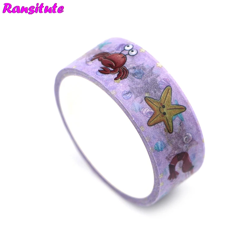 Ransitute R478 Marine Life Cute Washi Tape Color Manual DIY Decorative Masking Tape Removable Sticker School Supplies