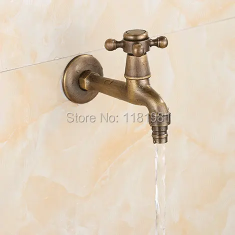 

Cross handle antique bronze tap bibcock washing machine outdoor faucet for Garden B8010
