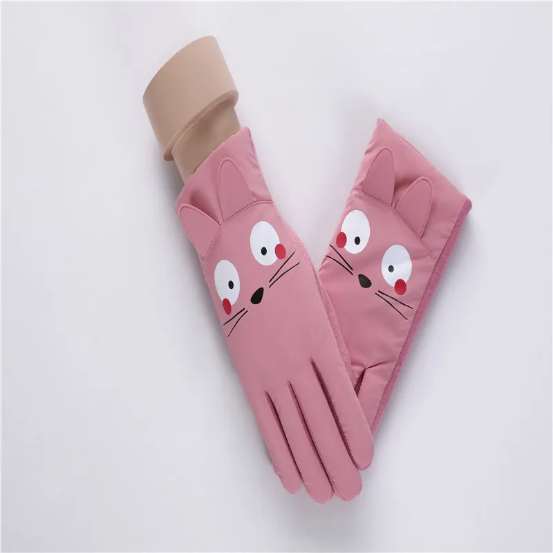 High Quality Kids Winter fingers warm soft Cartoon gloves girls fashion love cat gloves for Kids (4)