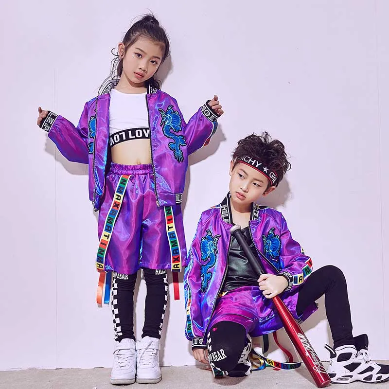 

2019 New Children Jazz Dance Costumes Girls Street Dance Hip Hop Dance Costumes Kids 4-14years Performance Clothes Sets DQS1140