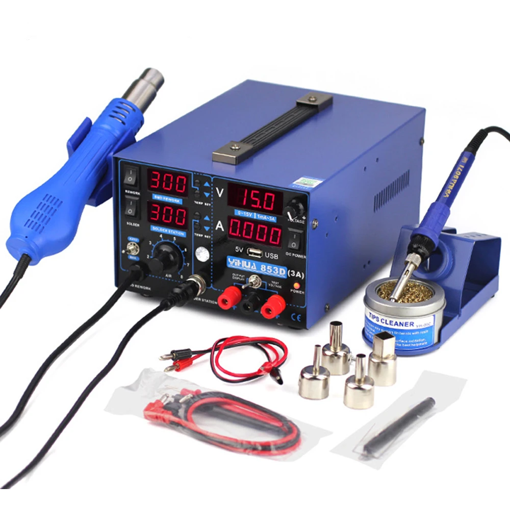 939D+, 75W Station de Soudage Fer /à Souder Electrique Pistolet /à Air Chaud avec Affichage LED Num/érique Temp/érature R/églable Professionnel