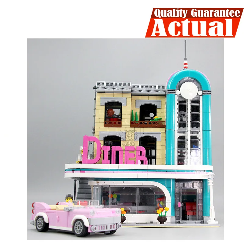 

LEPIN 15037 Downtown Diner Street View Creator Building Blocks Bricks Toys Enlighten For Boys oyuncak Compatible with legoINGly