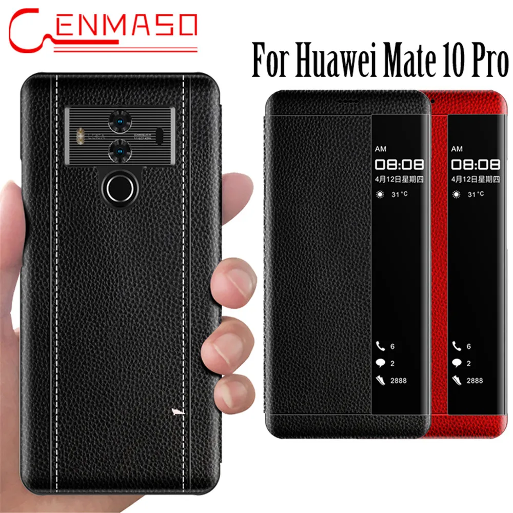 

Huawei Mate 10 Case Ultra Thin Genuine Leather Phone Bag Huawei Mate 10 Pro Case Smart Touch View Luxury Sleep Wake Flip Cover