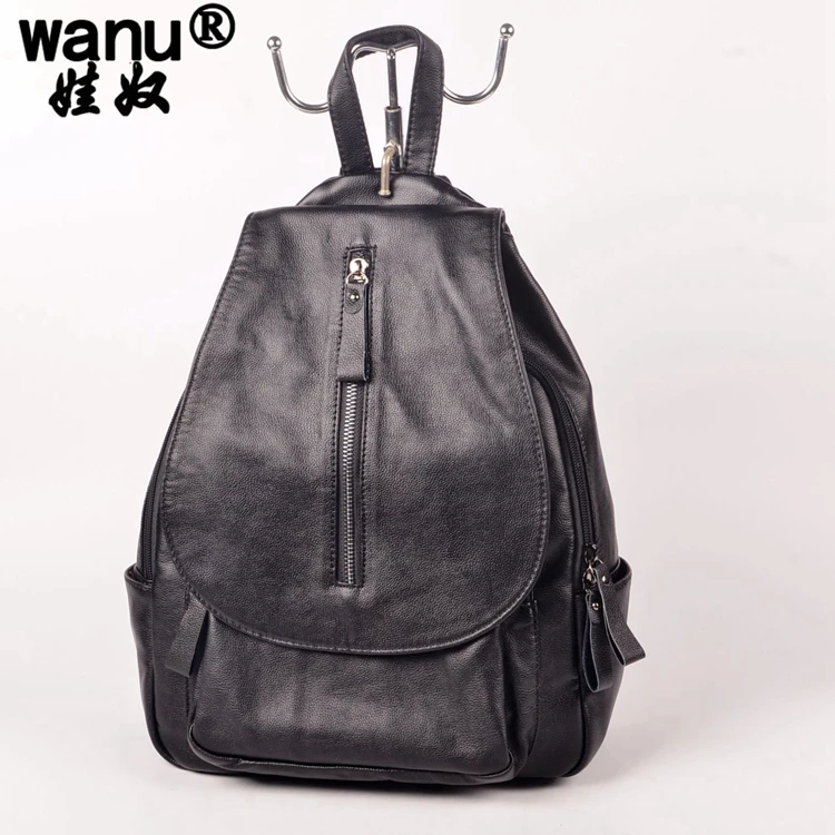 WANU New 2016 Genuine Leather font b Backpacks b font font b Women b font Bags
