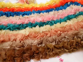 

Wholesale 5yard 6.5cm Wide 10Color Available 3D Chiffon Flower Lace DIY Applique Lace Trim Decoration Garment Accessories Z187