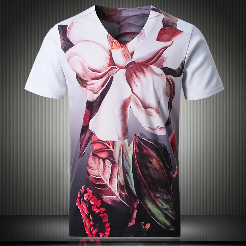 Mens Summer Camisetas 2016 New Fashion 3D Printed Mens Mercerized Cotton T shirt Casual Short Sleeve