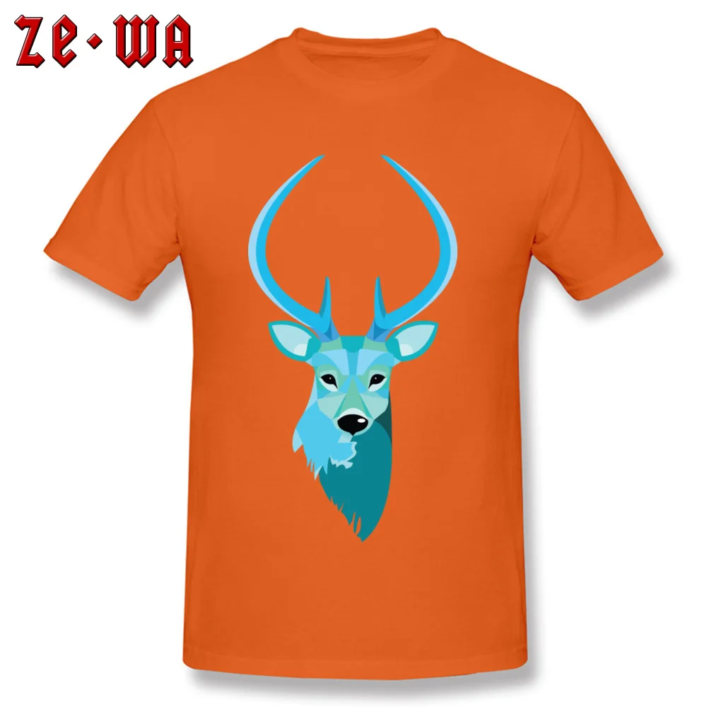 Deer Retro Mens T-Shirt Crewneck Short Sleeve Cotton Tops T Shirt Casual Tops T Shirt Wholesale Deer orange