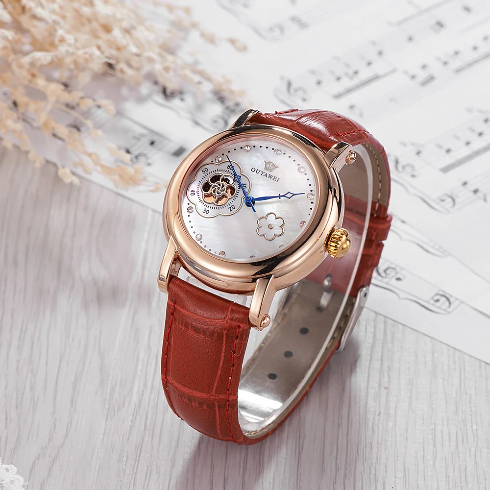 

OYW Luxury Brand Automatic Mechanical Watch Women Wristwatch Leather Strap Fashion Female Analog Watch Lady Gift Relogio Feminio