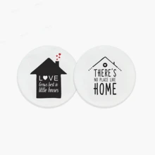 Nordic Style Black White Home House Family Love Quotes Minimal Ceramic Bar Coaster Creative Gift Kitchen Accessories Pad Mat Set