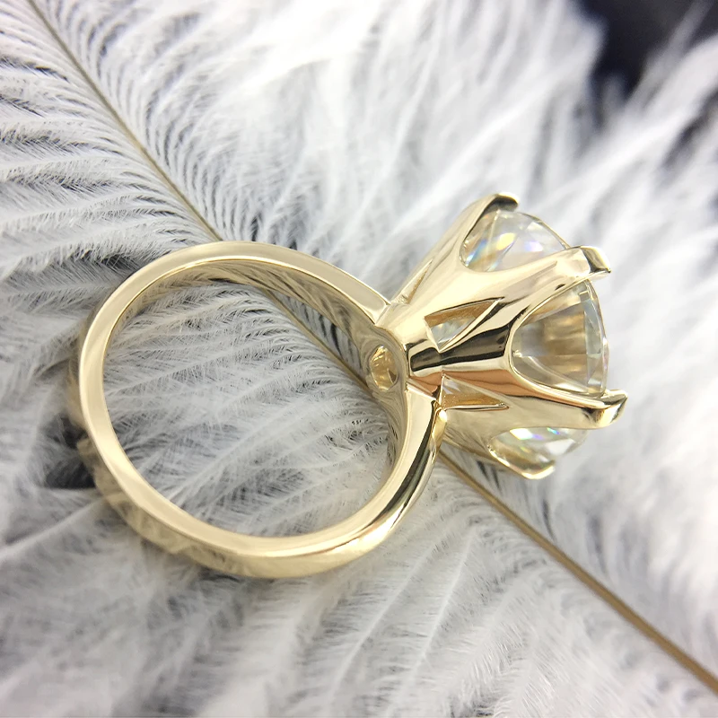 Центр 15 мм 10ct карат муассанит обручальное кольцо для женщин обручальное одноцветное Настоящее 14 к желтое золото женское кольцо