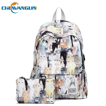 

Chuwanglin Preppy style school bags for teenage girls Cute print backpack women casual bookbag mochila feminina P61211