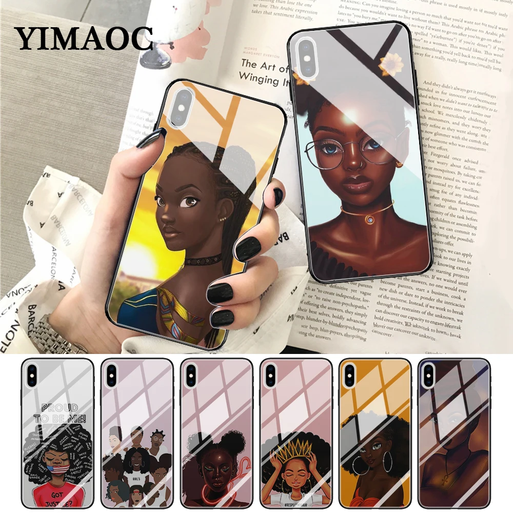 YIMAOC Африканский Афро-американский стеклянный чехол для телефона девочек Apple iPhone