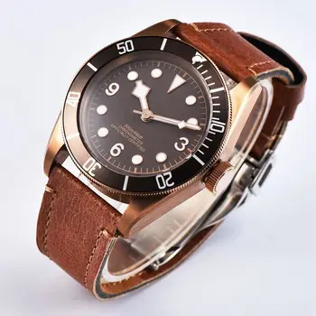 

Mens Automatic watch 41mm Coffee sterile Dial Brass PVD Coated Case Sapphire Glass seagull 、miyota8215 Mechanical wishwatches