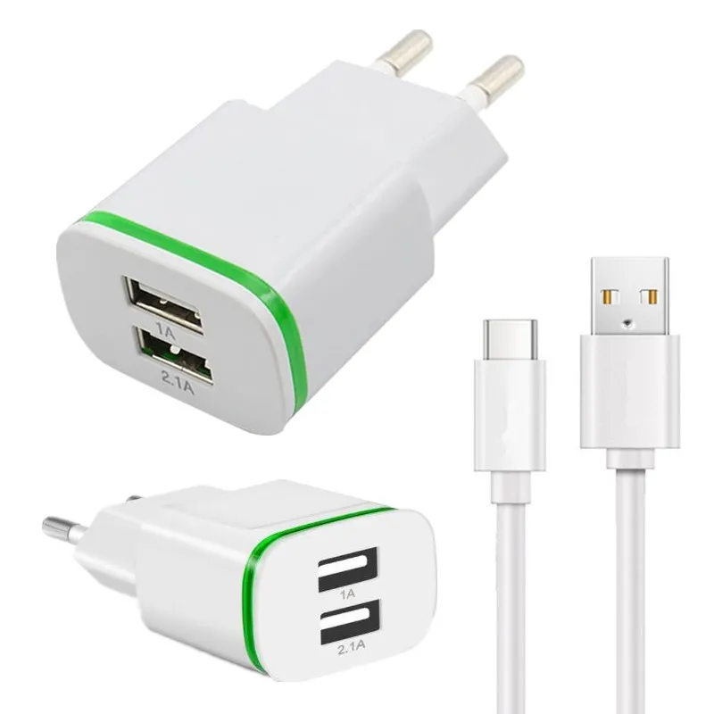 

5V 2.1A EU Plug LED Light dapter SmartPhone Wall Charger for Nokia 4.2 3.2 3.1 2.1 1 plus 2 3 5 6 5.1 fast Micro USB phone Cable