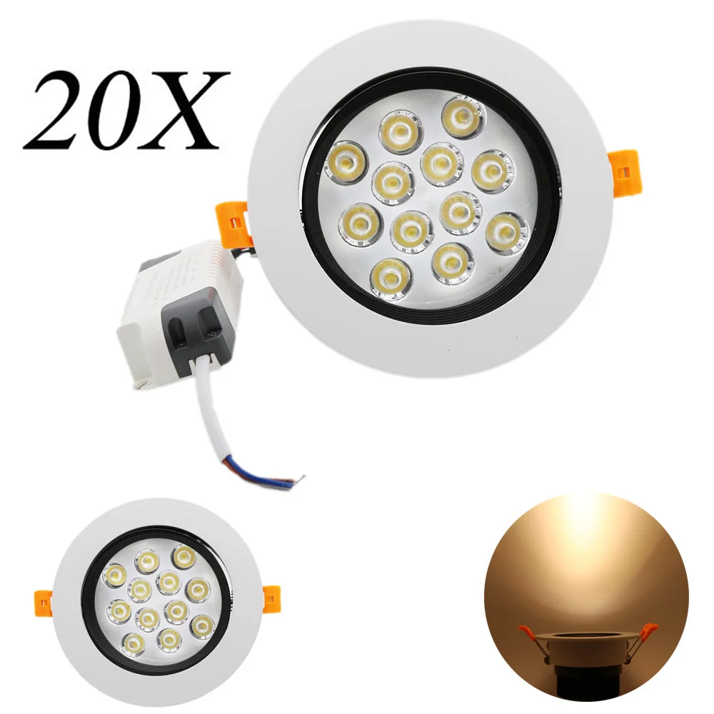 US $308.26 20X LED Spotlight Ceiling light down Lamp 12W LED Recessed Cabinet Wall Spot With LED Drive Cold White Warm For Home Lighting