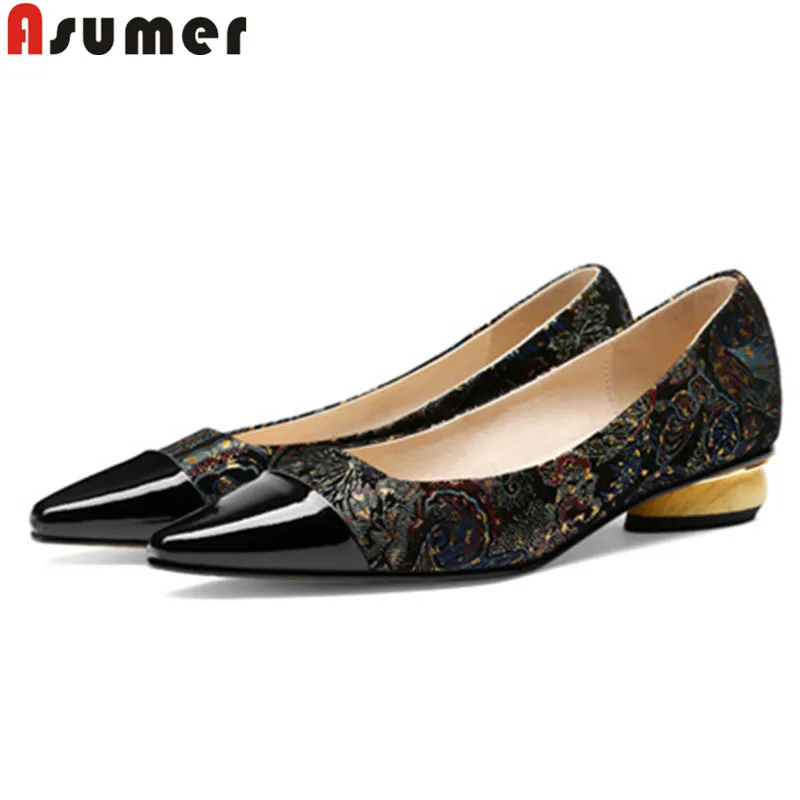 

ASUMER 2019 hot sale new single shoes woman pointed toe shallow genuine leather shoes women casual low heels shoes female