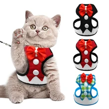 

Cat Harness Vest and Leash Set Nylon Breathable Small Dog Harness Bowknot Puppy Cat Traction for Small Cats Dogs Pet