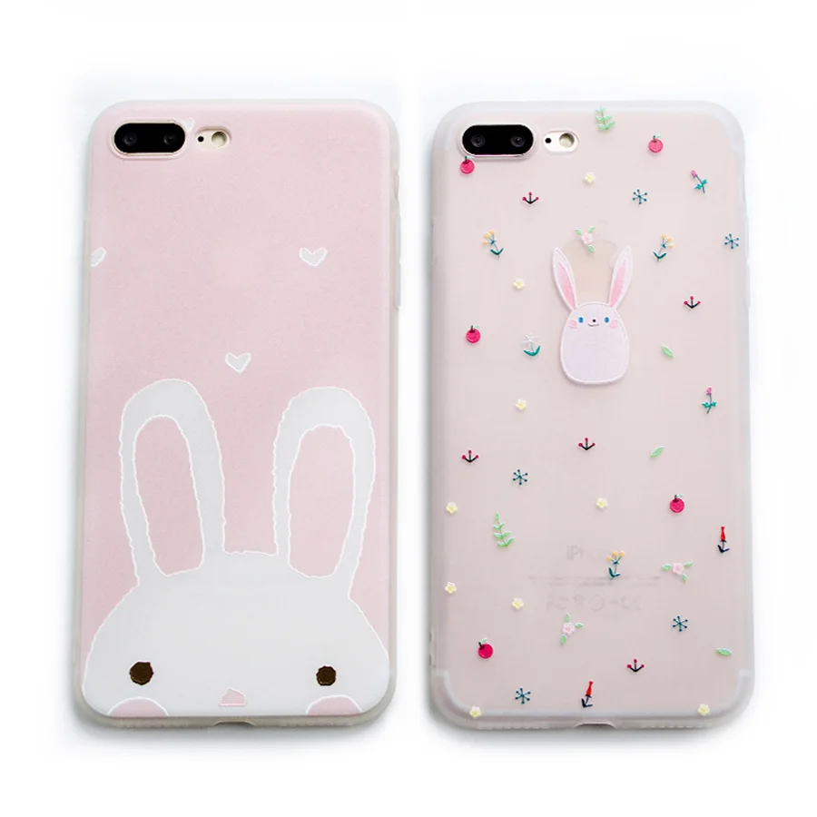 

Korean cute 3D Relief rabbit frosted clear soft tpu phone Case cover for iphone 7 7Plus 6 6s plus