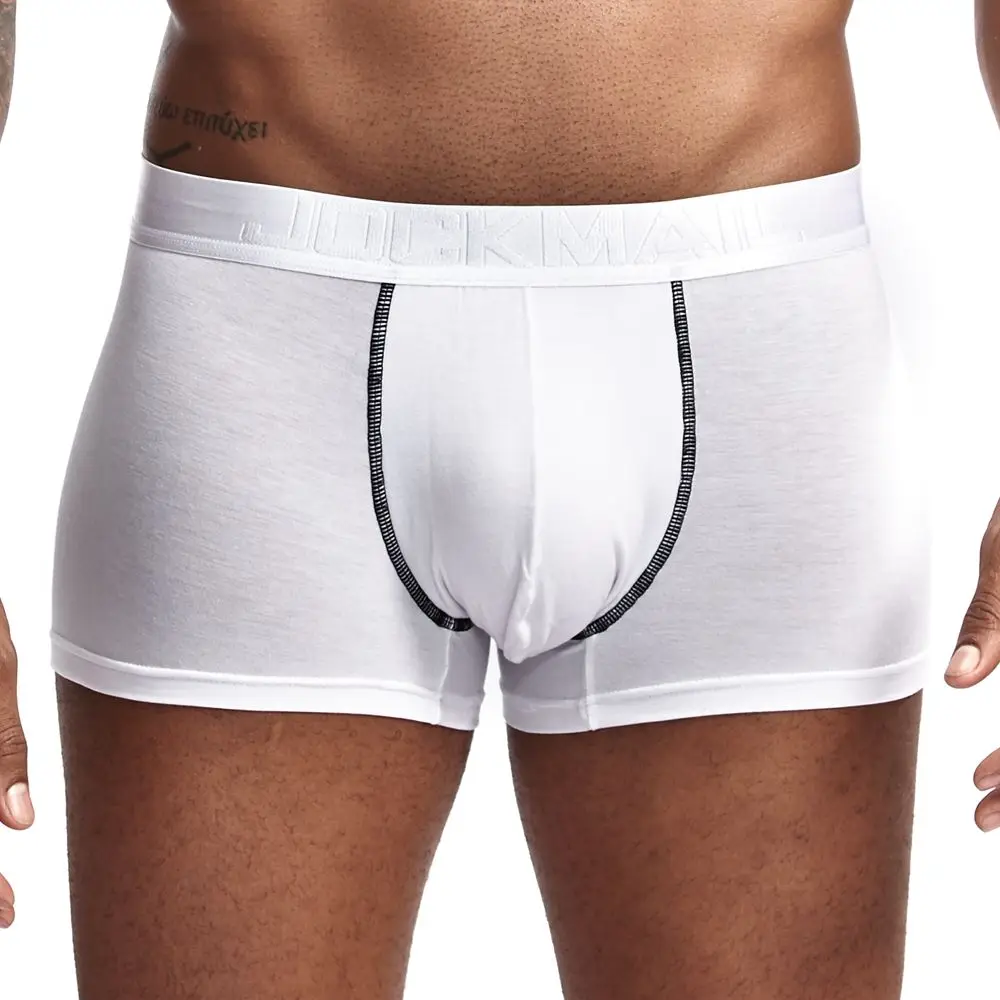 JOCKMAIL, Фирменное Сексуальное мужское нижнее белье, мужские боксеры, 3D, в форме гамака, дизайнерские дышащие сетчатые вставки, мужские боксеры, шорты - Цвет: Белый