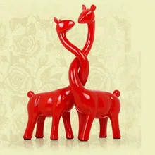 Креативный Жираф пара фигурка влюбленных смолы абстрактная статуя животного Декор подарок и ремесло аксессуары украшение