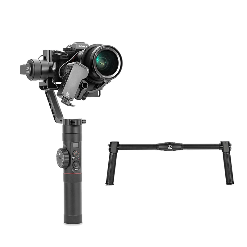 ZHIYUN Crane 2 3-осевой Ручной Стабилизатор для Камера SONY CANON PANASONIC NIKON, цифровой камеры и механическое устройство непрерывного изменения фокусировки камеры цифрового однообъективного зеркального фотоаппарата с шарнирным замком - Цвет: Crane 2-Dual Handle