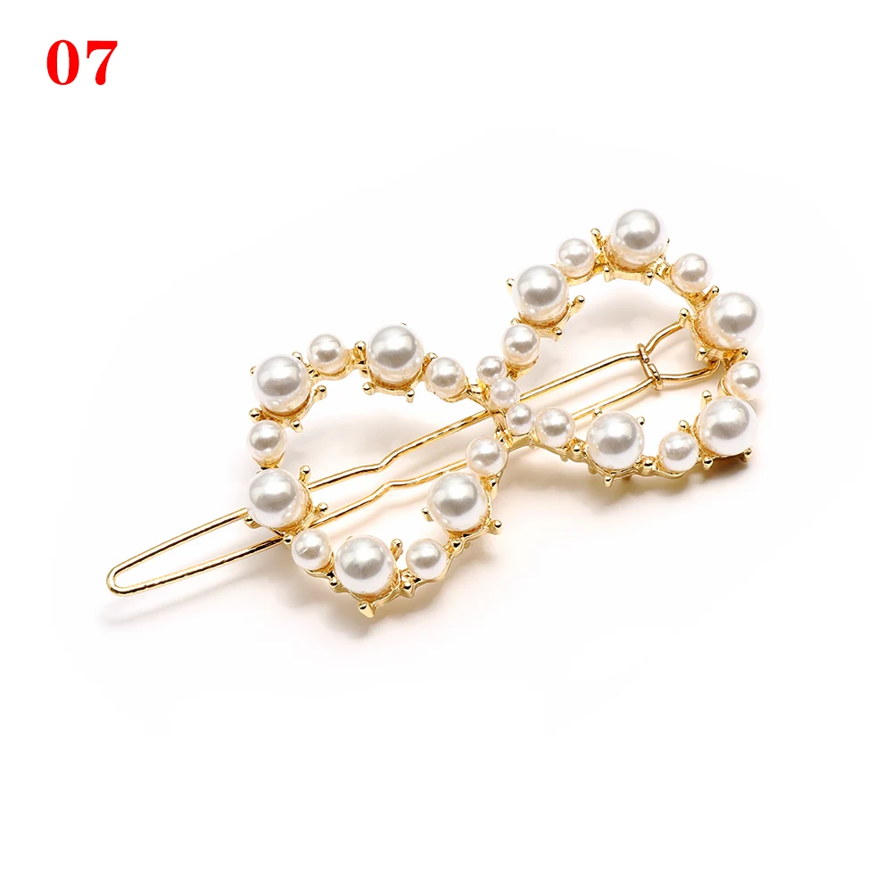 1PC Fashion Pearl Hair Clips Geometric Irregularity Hairpins Lady Simple Metal Barrettes Hair Styling Tools Accessories - Цвет: 07