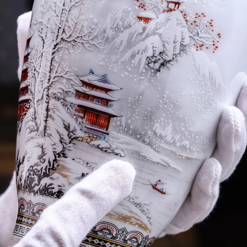 Antique Jingdezhen Ceramic Vase Eggshell Vase Desk Accessories Crafts Snow Flower Pot Traditional Chinese Style PorcelainVase flower vase ceramic vase