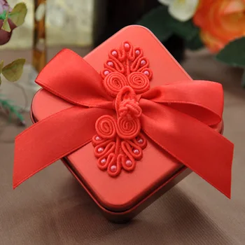 

50PCS new wedding candy boxes Chinese wind red tin candy gift box