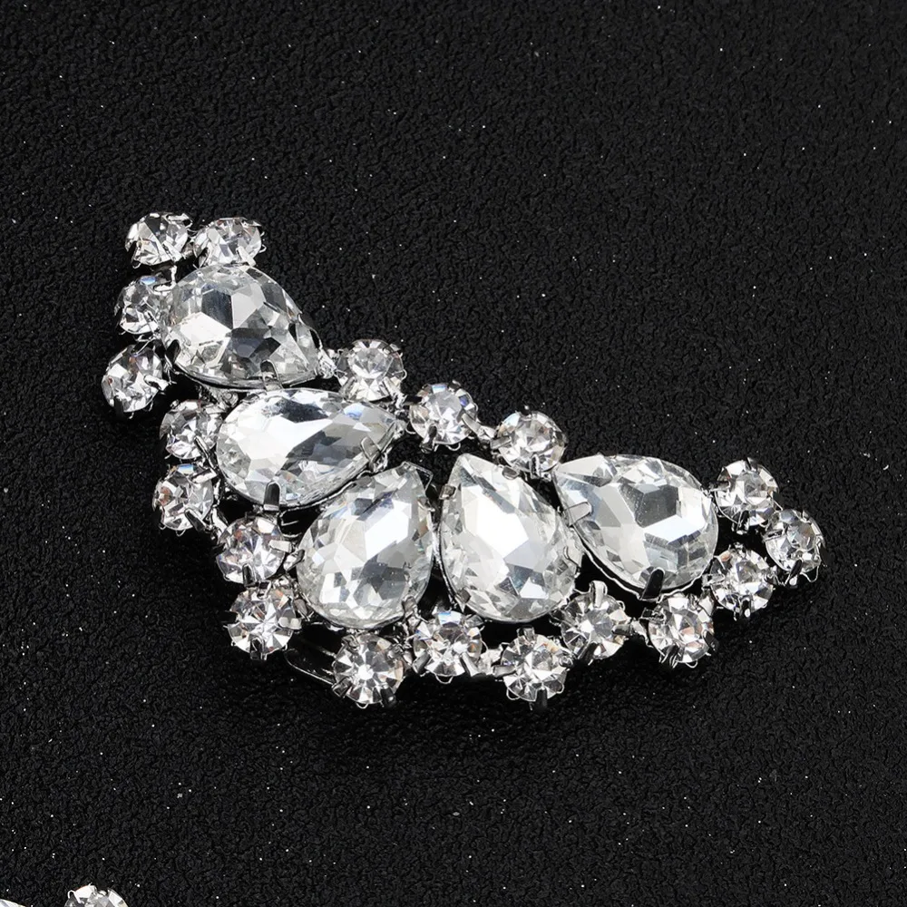 1 Pair 2 Pcs Crescent Moon Decorative Shoe Clips Rhinestone Pearl